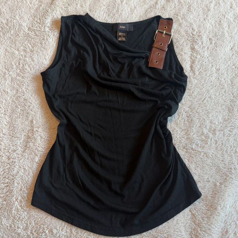 Rain Y2K Top Faux Leather Buckle Size M